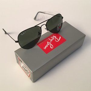 Rayban Polarized Sunglasses Aviator Black Frame Polarized Lens - RB3025